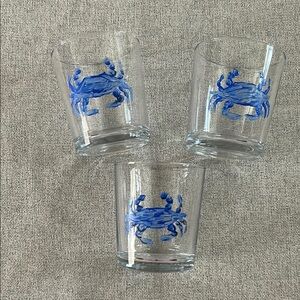 Hand Painted Blue Crab Glasses